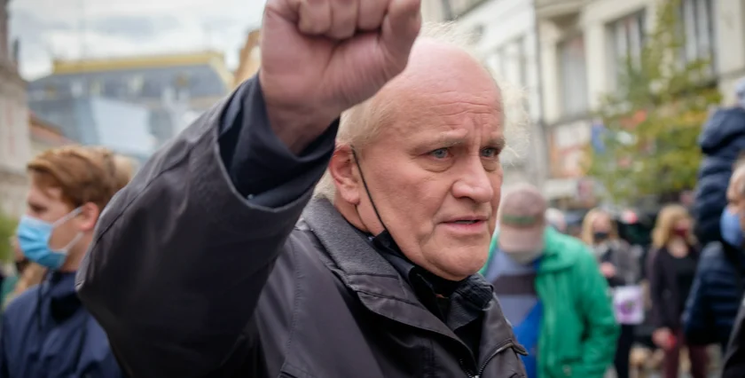 Michael Kocáb, Czech composer, singer, political activist and one of the founding members of the Civic Forum in 1989 visited the 1989 memorial on Tuesday. (photo: James Fassinger)