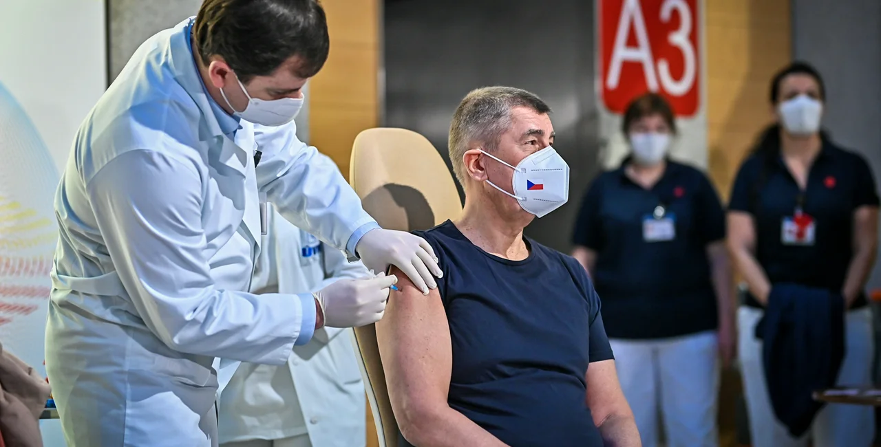 Czech Prime Minister Andrej Babiš receives the COVID-19 vaccination; via vlada.cz