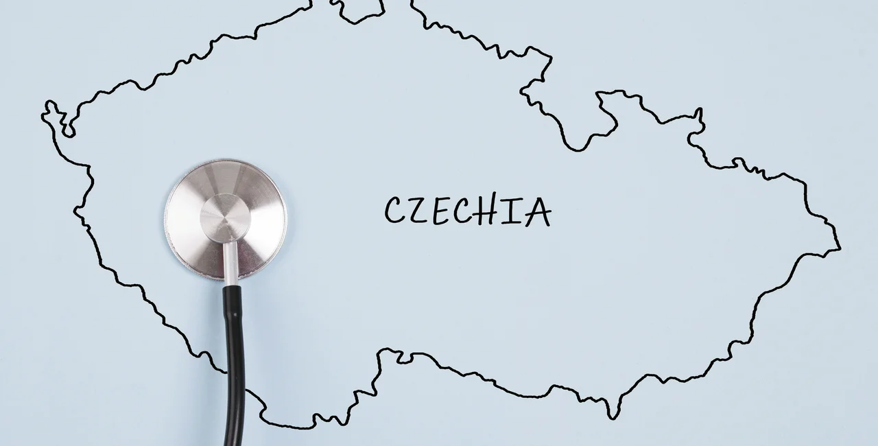 Illustrative image of stethoscope with map of Czechia in background via iStock photo / pepifoto)