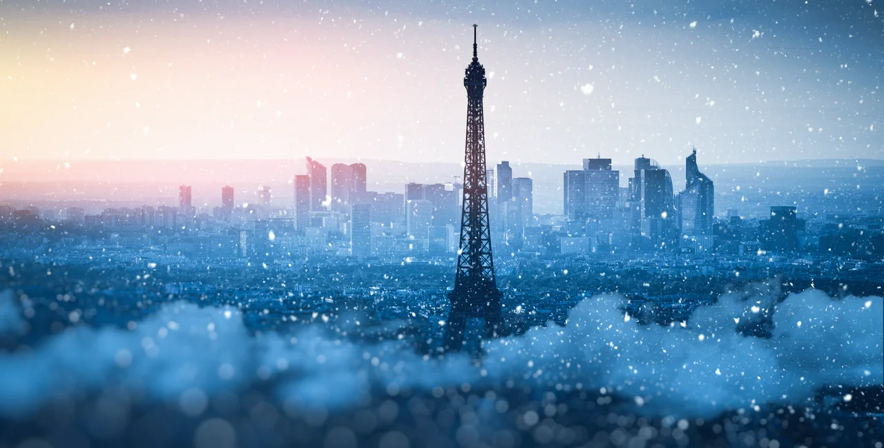 Winter sunset in Paris via iStock / 