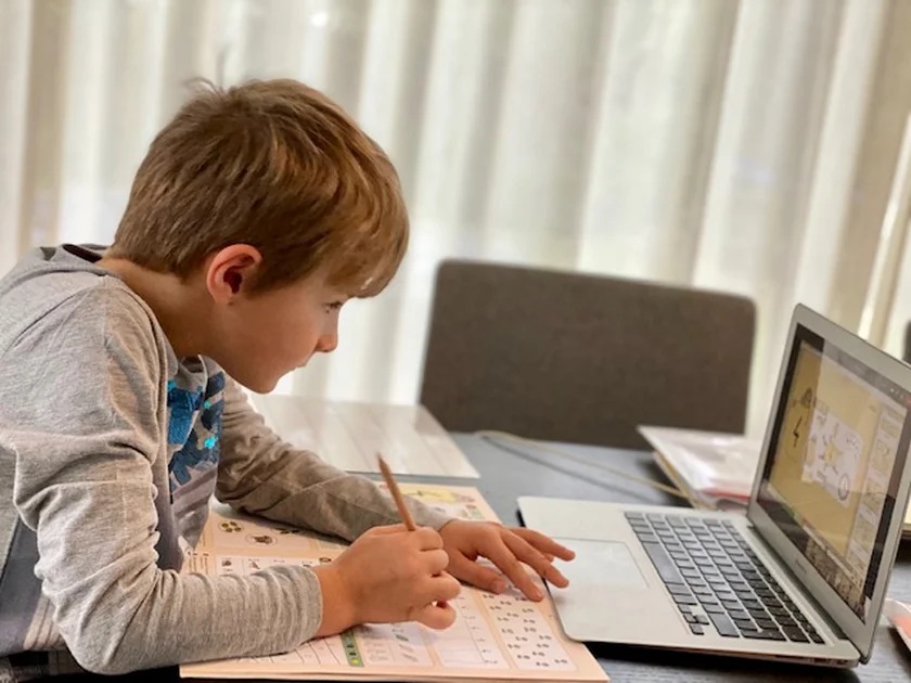 A PBIS student learning at home.