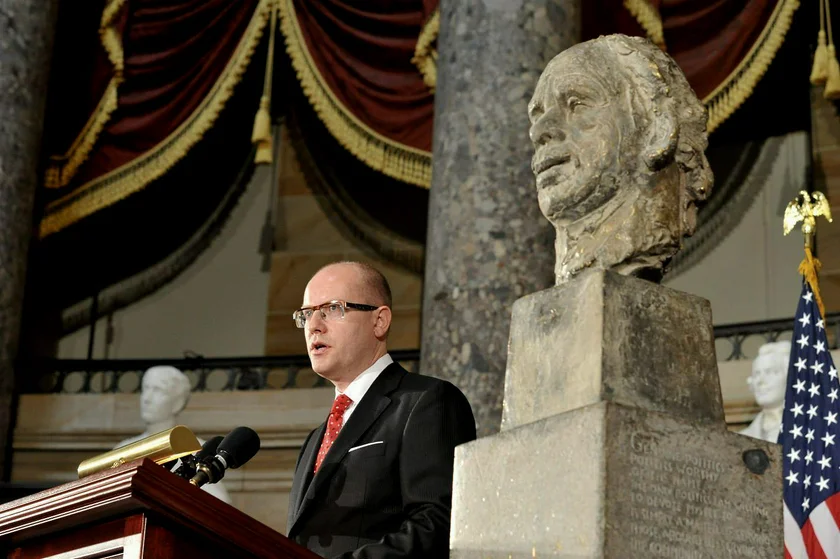 Czech Prime Minister Bohuslav Sobotka attended the unveiling of the bust of Havel at the U.S. Congress. (photo: Vlada.cz)