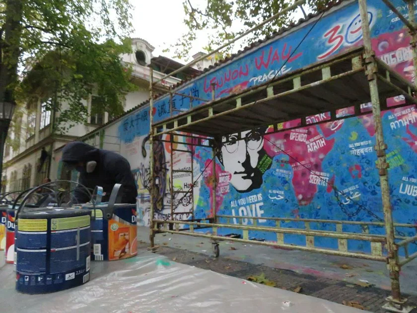 Lennon Wall just after the renovation in 2019. (photo: Raymond Johnston – Expats.cz)