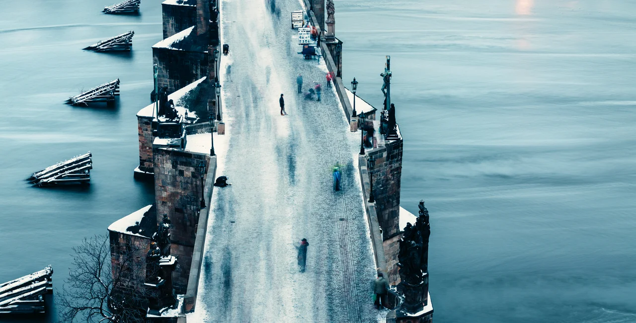 Prague's Charles Bridge in winter via iStock / borchee