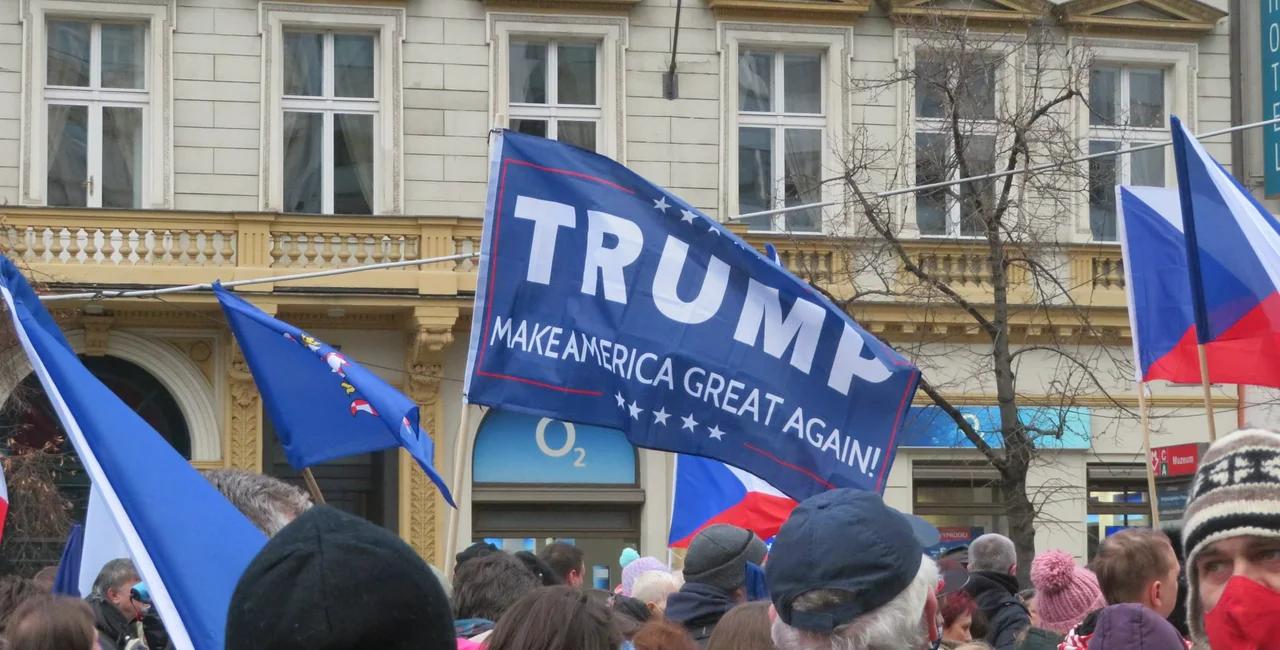 Pro-Trump protesters in Prague. Photo by Raymond Johnston