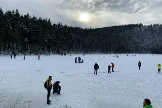 Skating on a glacial lake photo via NP Šumava Facebook 