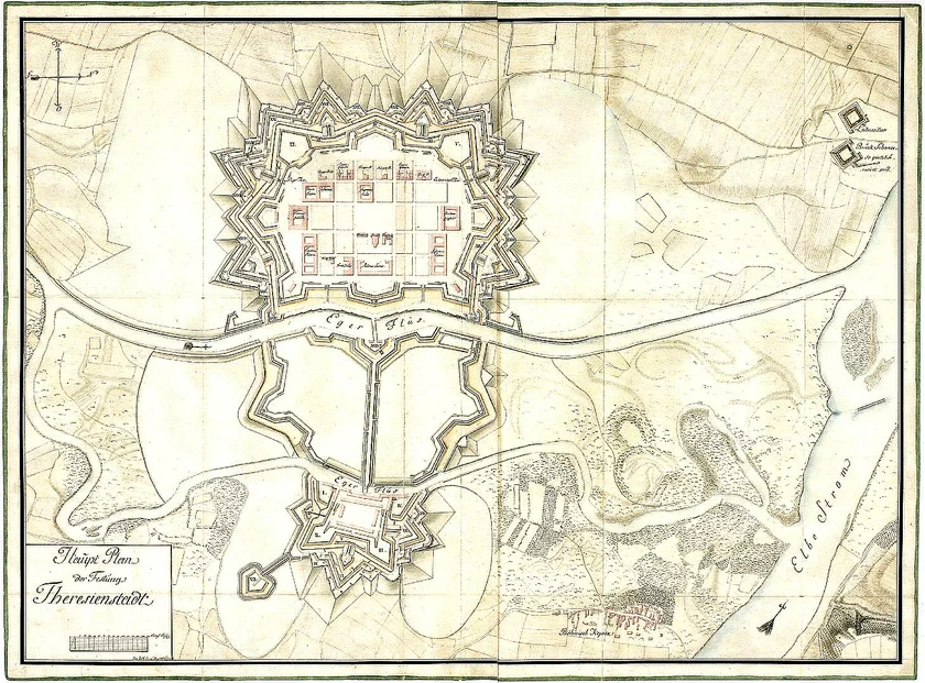 Map of Terezín from 1790. (source: Wikimedia commons)