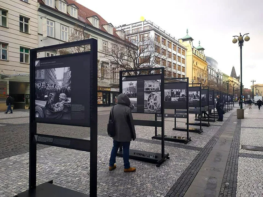 Undesired Moments exhibit on Na Příkopě Street. (photo: Raymond  Johnston)