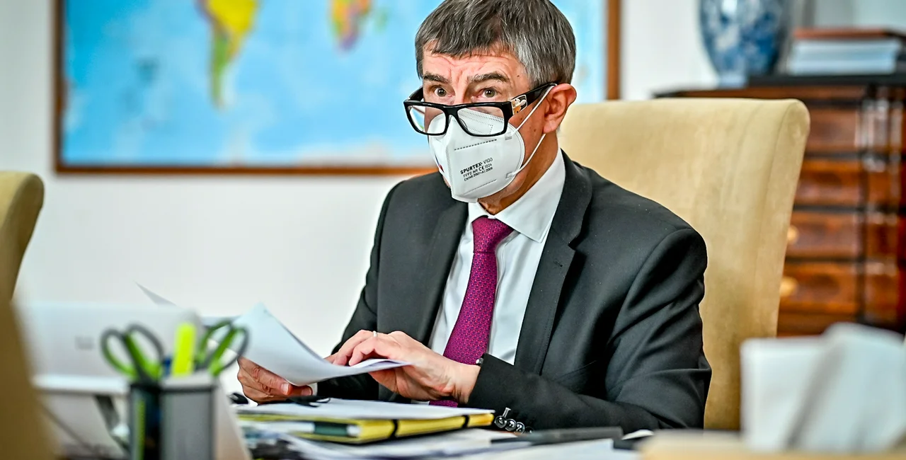 Czech PM Andrej Babiš during a government meeting on February 15 via vlada.cz