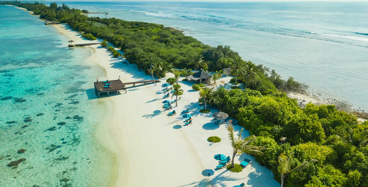 Aerial view of Canareef Resort Maldives, Herathera island, Addu atoll (photo: iStock/mbbirdy