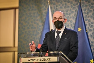 Czech Health Minister Jan Blatný speaks at a press conference on March 3, via vlada.cz