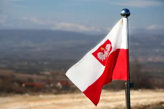 Polish flag with coat of arms via iStock / JeanRee