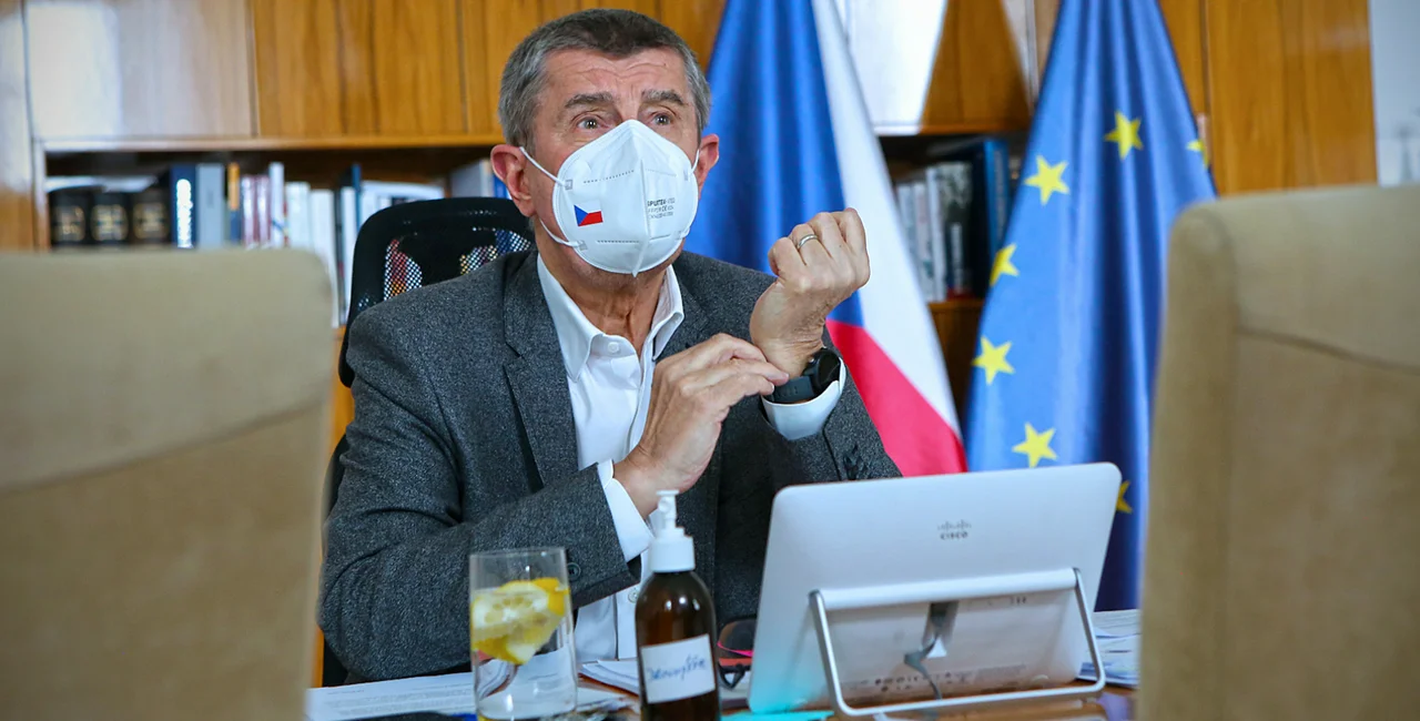 Czech PM Andrej Babiš attends a government meeting on April 16, via vlada.cz