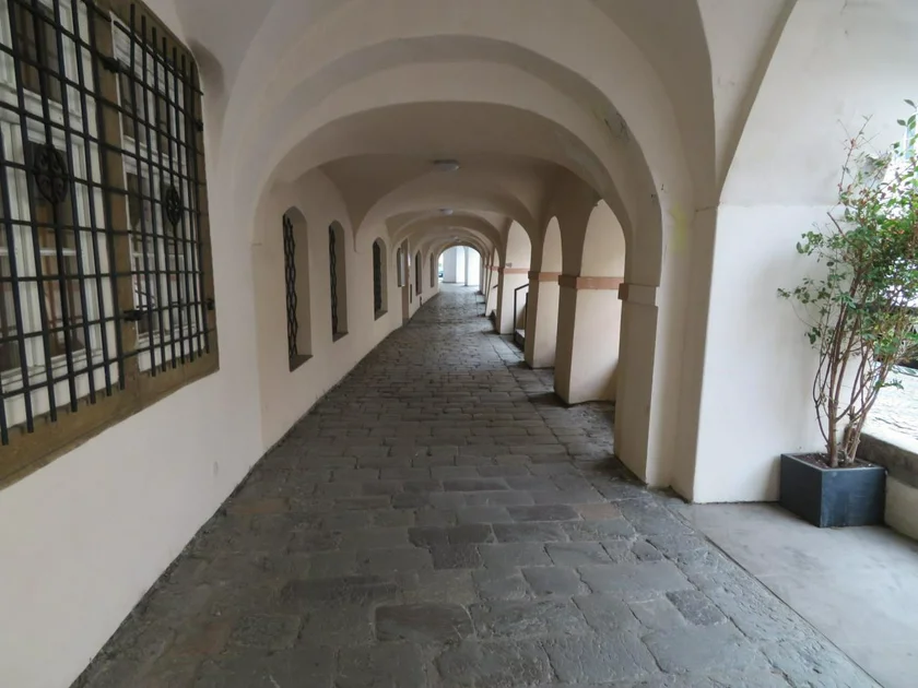 The paving at the arcade in Maltézské náměstí is among the city's oldest. (Photo: Raymond Johnston)