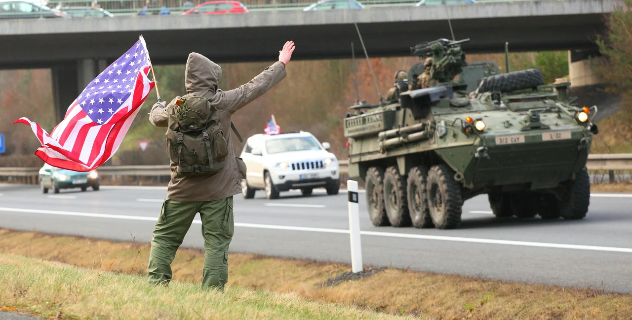 U.S. military convoy rides through Pilsen in 2015 vis iStock / 