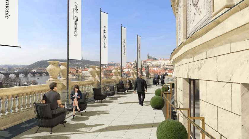 Rudolfinum terrace visualization via Česká filharmonie