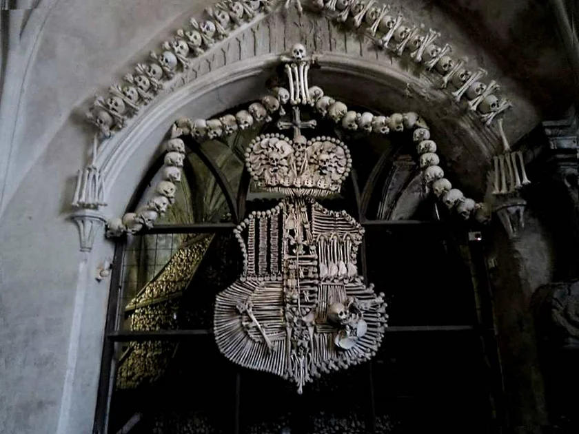 Schwarzenberg shield in the ossuary at the Cemetery Church of All Saints. (Photo: Raymond Johnston)