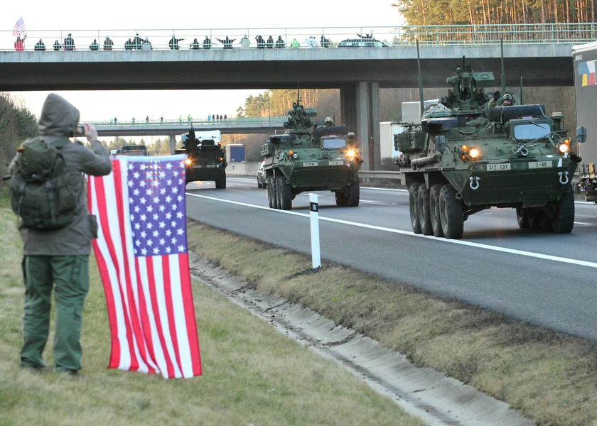 U.S. military convoy rides through Pilsen in 2015 via iStock / abadonian