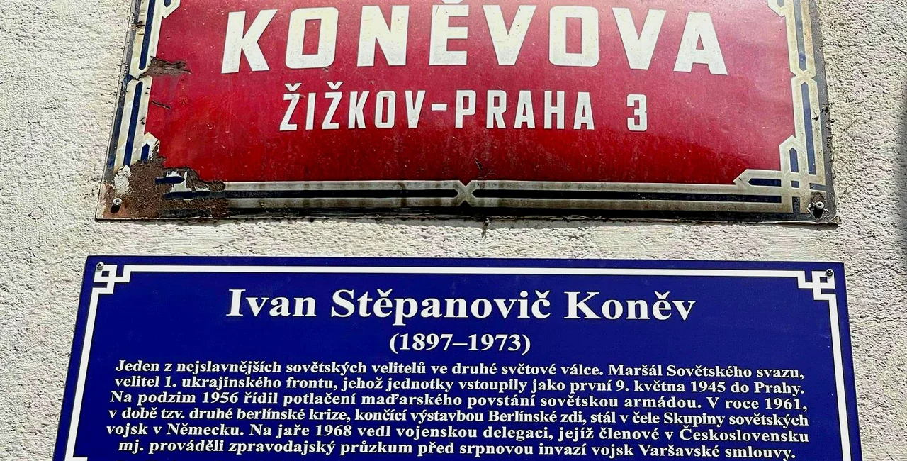 New plaque on Koněvova Street. (Photo: Prague 3, Facebook