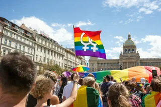  Rainbow flag at Pride parade on Wenceslas Square in front of the National Museum (photo iStock - Anna Chaplygina)