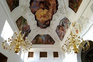 Restored ceiling murals in Šlechtovka. (Photo: Raymond Johnston)
