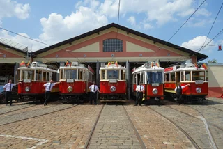 A group of historical trams at the Transit Museum. (Photo: DPP)