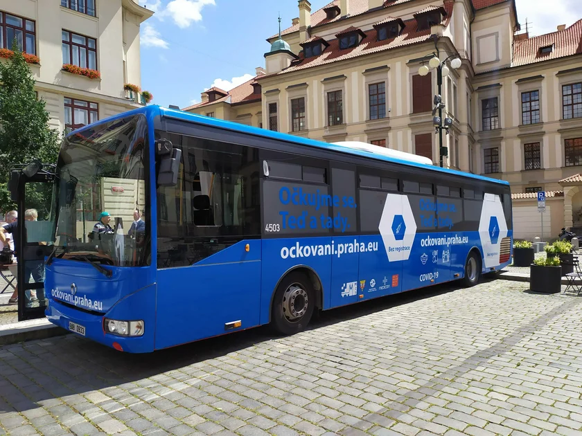 Prague's new vaccination bus. (Photo: Raymond Johnston(