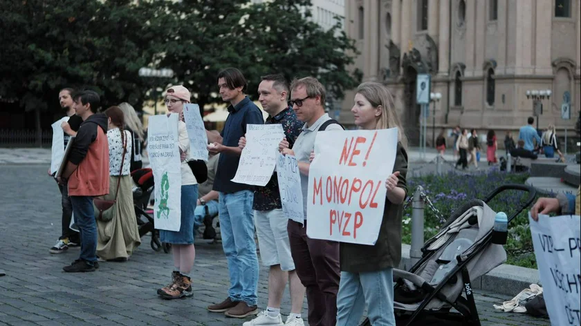 Protesters in Prague earlier this month.