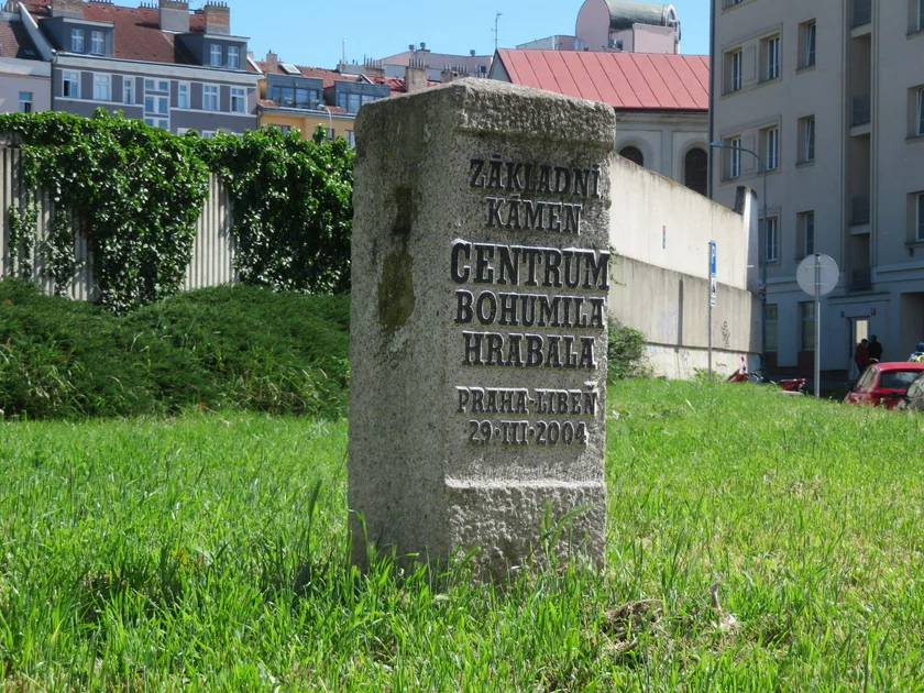 Cornerstone for a still unstarted Bohumil Hrabal Center at Palmovka. (Photo: Raymond Johnston)