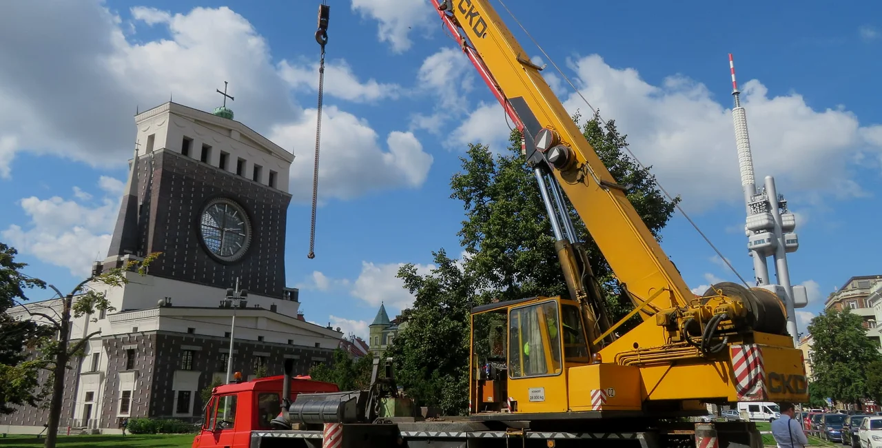 Construction equipment at náměstí Jiřího z Poděbrad. (Photo: Raymond Johnston)