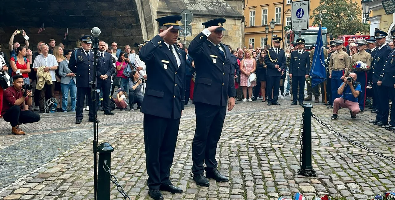 James Manahan at Prague's 9/11 memorial. Photo: Facebook / HZS Praha