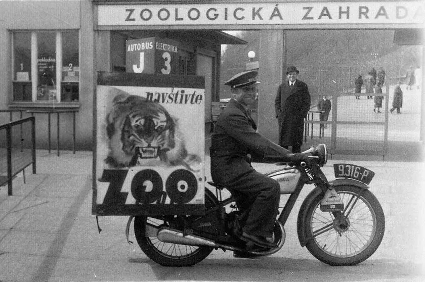 Motorcycle advertising Prague Zoo at its entrance. Photo: Zoo Praha