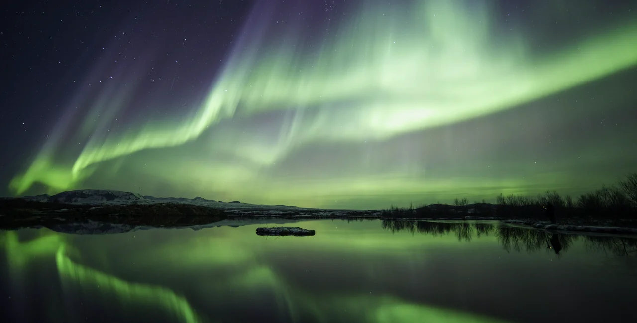 Aurora borealis over Thingvellir National Park in Iceland. Photo: