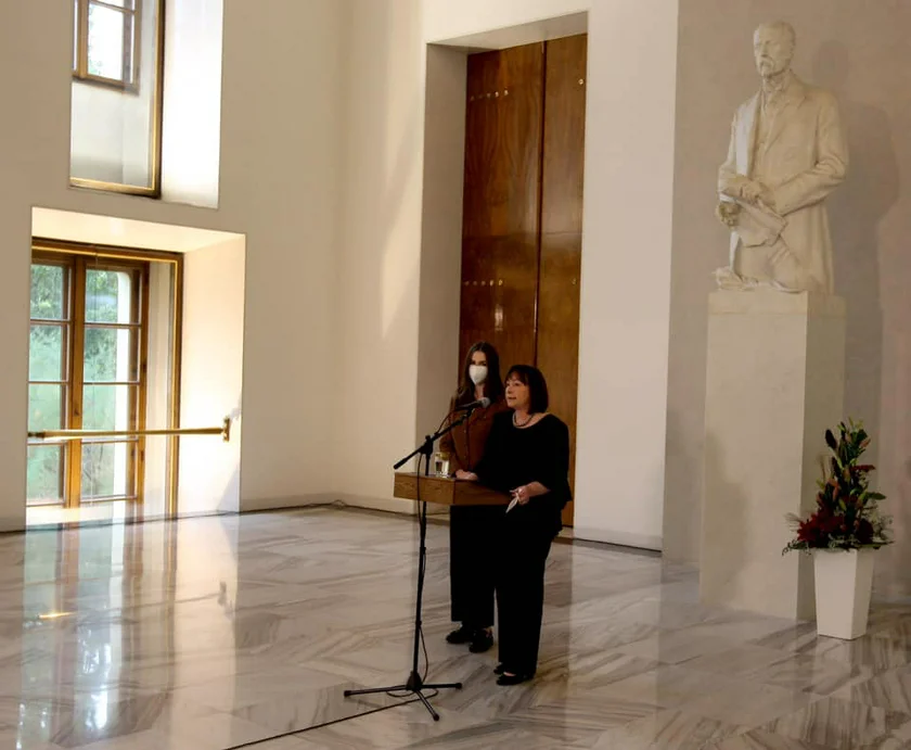 Ivana Zemanova gave a press briefing at Prague Castle today.