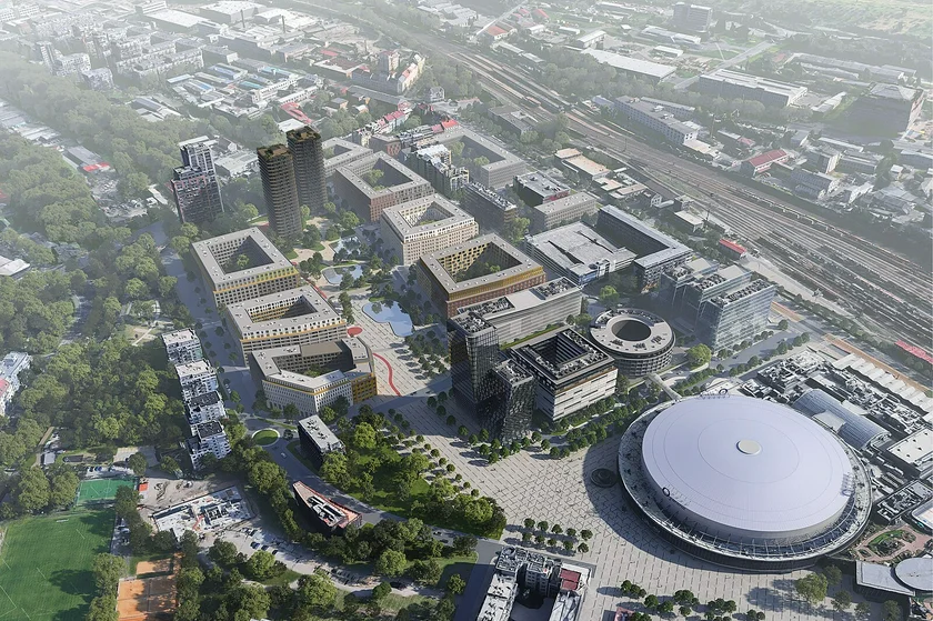 Overhead view of the planned development near O2 Arena. (Photo: Qarta)