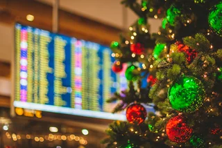 Christmas tree at international airport. Photo: iStock / Visionkick