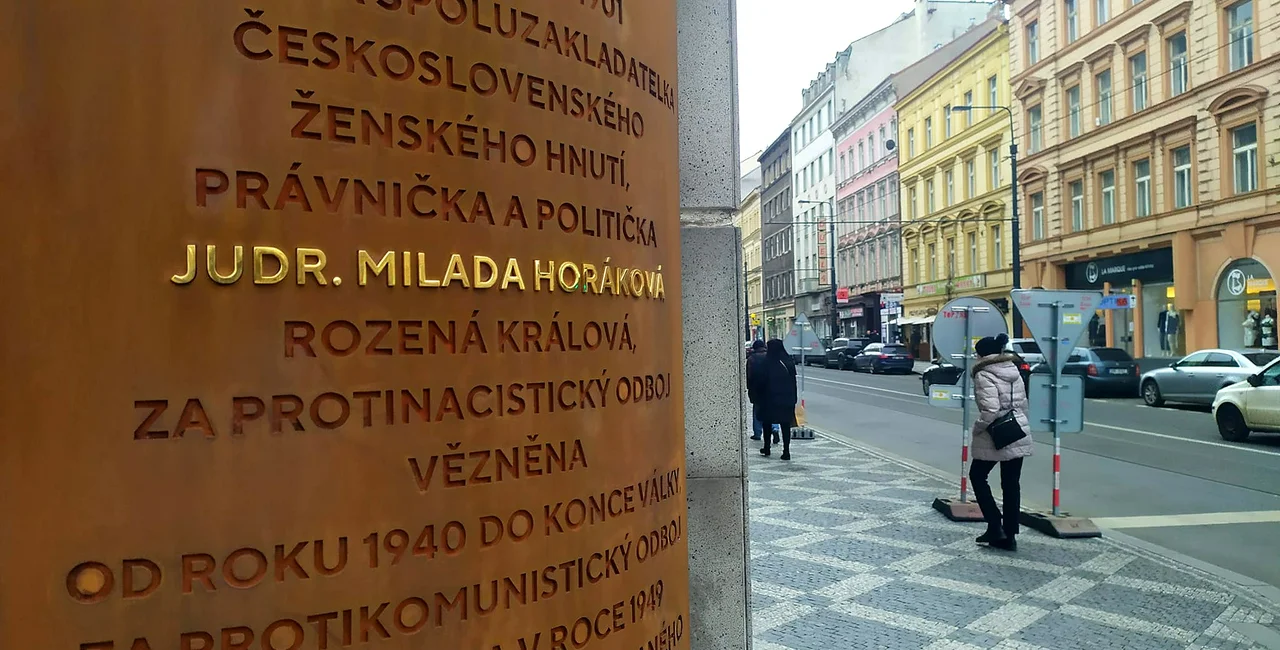 Plaque for Milada Horáková. Photo: Raymond Johnston