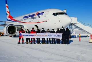 Smartwings made the first ever landing of a Boeing 737 MAX in Antarctica / photo via Twitter, Smartwings