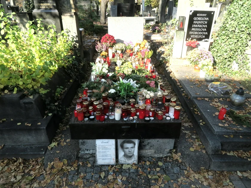 Jan Palach's grave on All Souls Day in 2021. Photo: Raymond Johnston