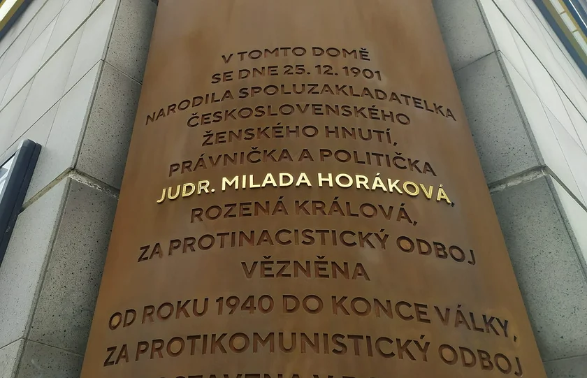 Plaque for Milada Horáková. Photo: Raymond Johnston