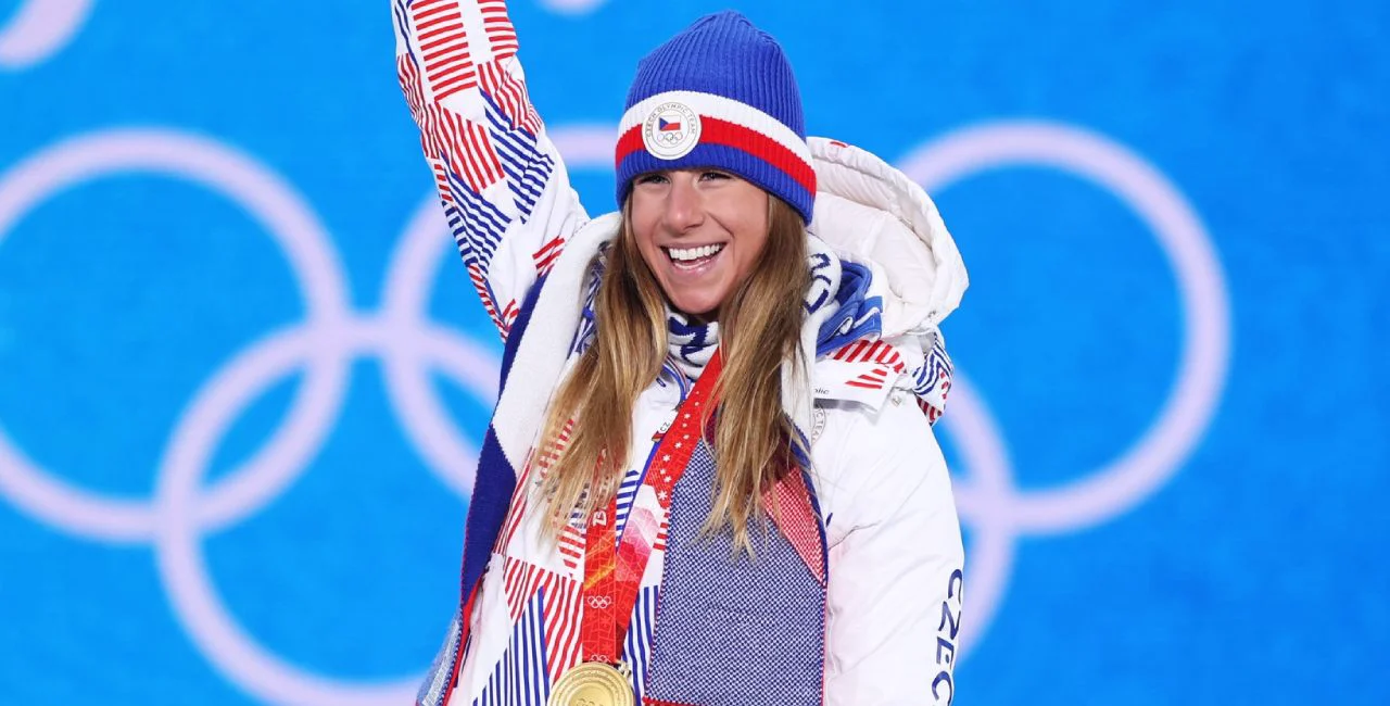 Ester Ledecká after her gold medal win. Photo: Facebook / Český olympijský tým