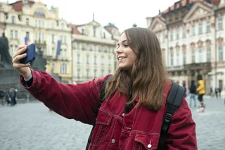 A student takes a selfie in Prague / photo via Maica