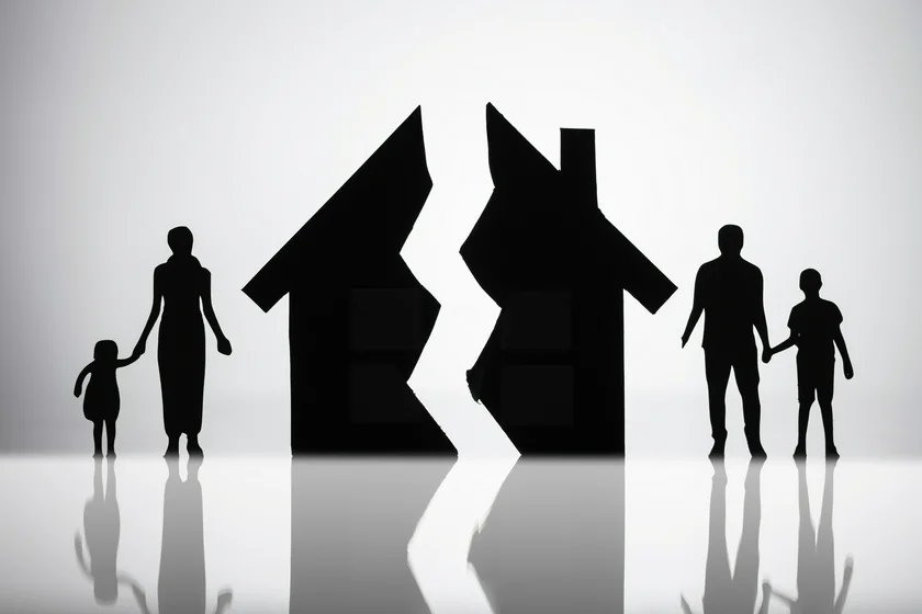 iStock-1050882114 divorce  Separation Of Family With Broken House stock photo