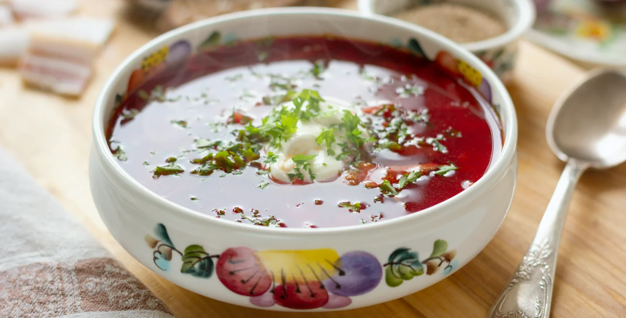 Illustrative image of traditional Ukrainian borscht: