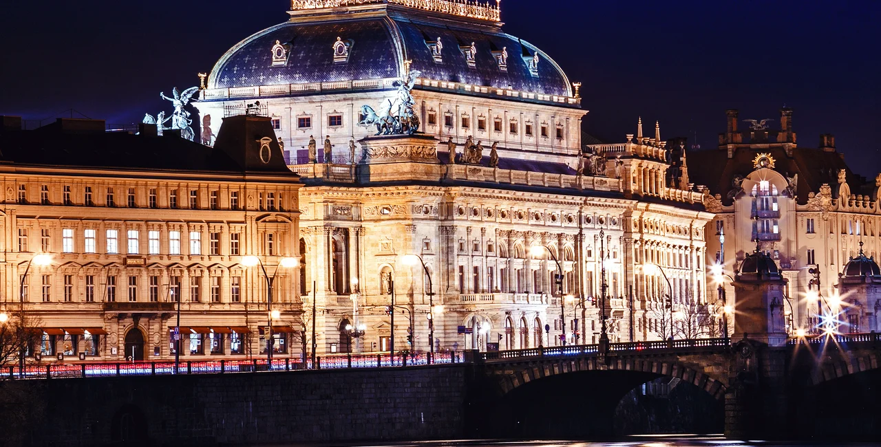 Prague's National Theatre by night, iStock / frantic00