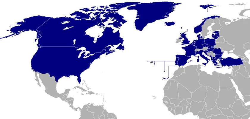 A map showing current NATO member states / Wikimedia Commons, Donarreiskoffer, CC BY-SA 3.0