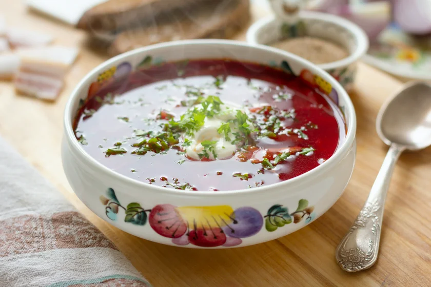 Illustrative image of traditional Ukrainian borscht:
