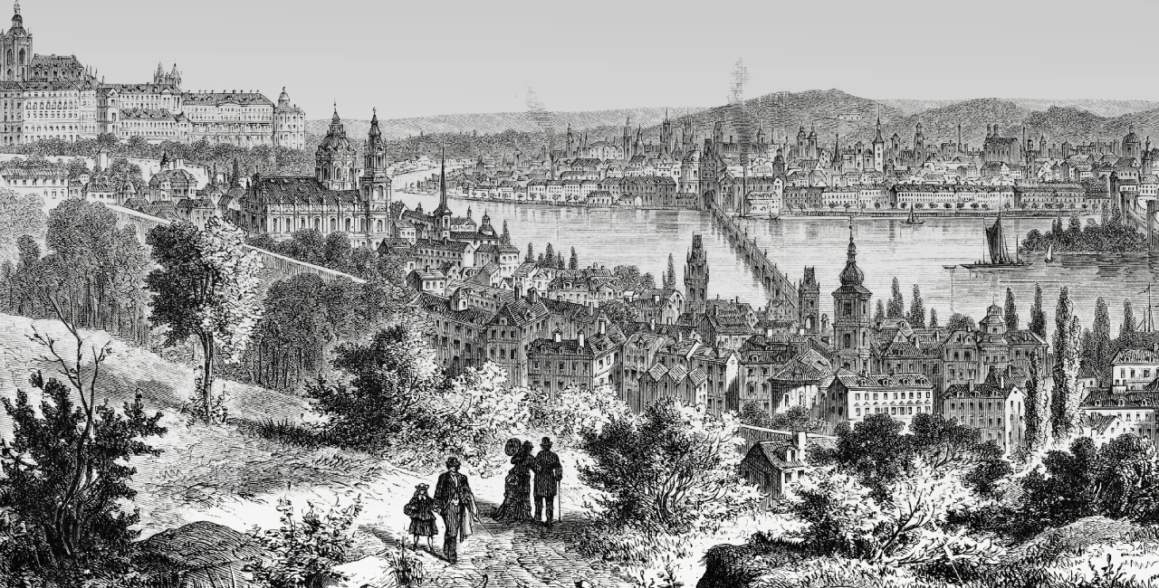 1870 engraving of Prague. Image: iStock / Grafissimo