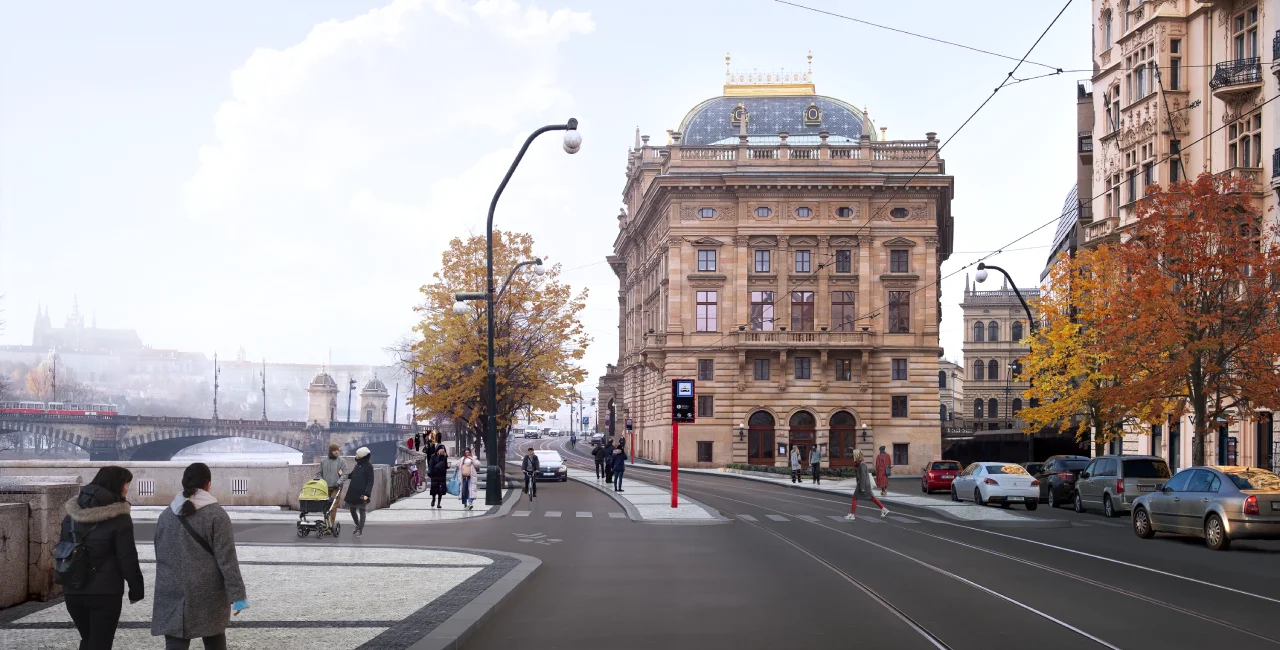 Visualization of changes to Smetanovo nábřeží. Photo: City of Prague