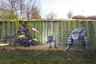 Czech graffiti artist depicts Ukrainian president as a Star Wars hero
